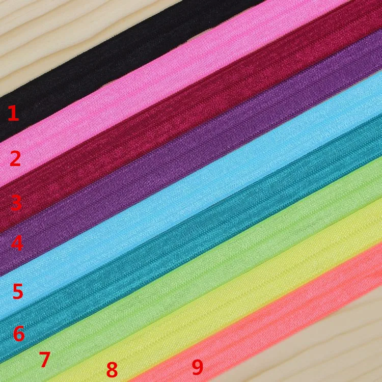 

DHK 5/8'' 5yards Fold Over Elastic FOE solid color headband headwear hair band diy decoration OEM Wholesale C453