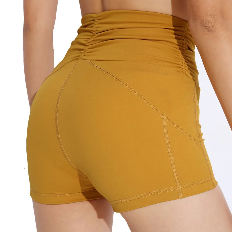 Короткие спортивные Femme спортивная женская Фитнес Для женщин Леггинсы Tight сжатия Высокая Талия для горячей йоги Спортивные шорты для женская спортивная одежда - Цвет: Yellow