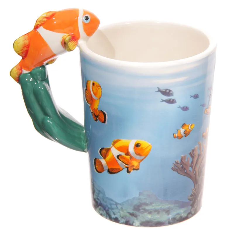 

1Piece Sea Life Fan Gift Clown Fish Mug with Shaped Handle Tropical Fish Ceramic Mug Coffee Cup Collection Nemo Fish Mug