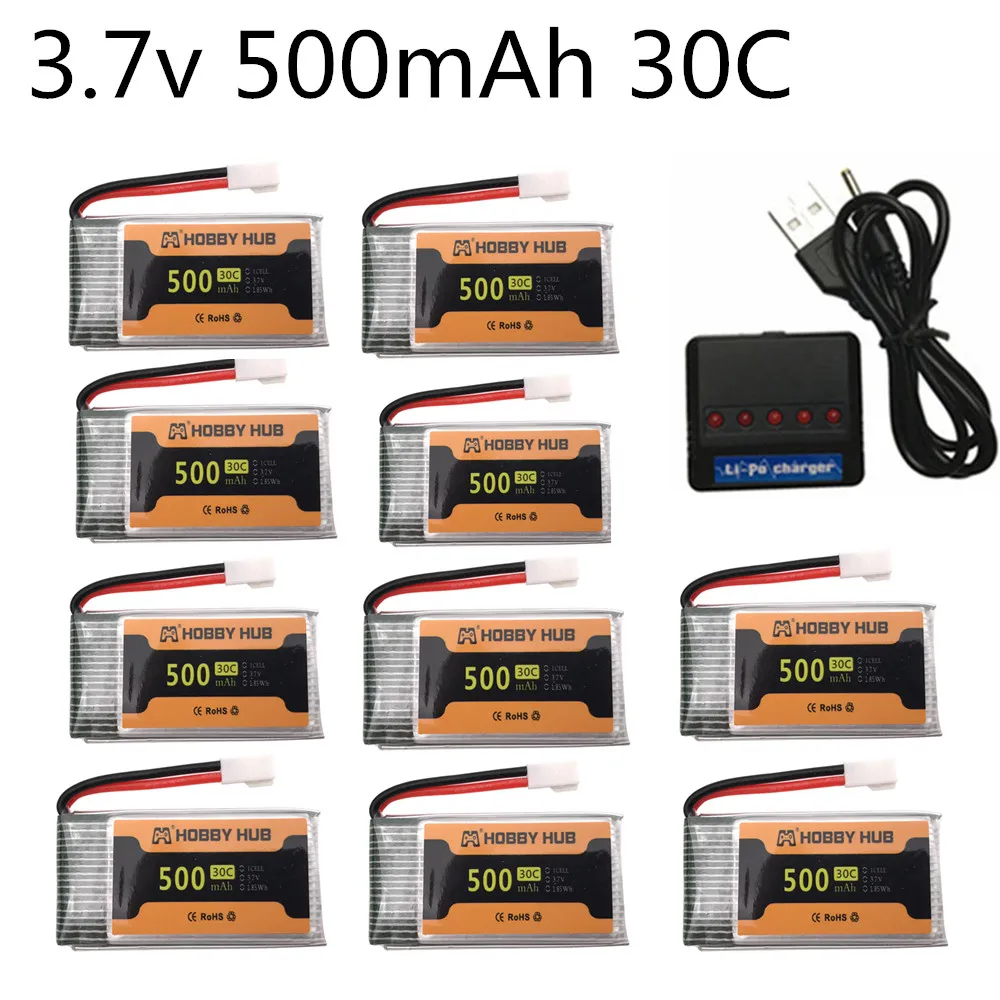 

3.7V 500mAh lipo battery +5in1 Charger for X5C X5SW X5SC 905 M68 CX-30 H5C rc drone spare parts 802540 RC toys Battery 10PCS