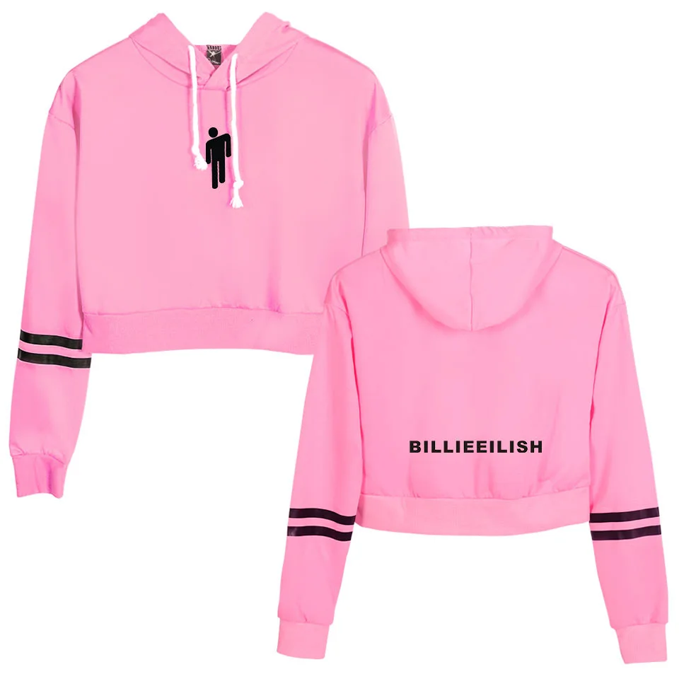 Billie Eilish, толстовки в стиле хип-хоп, женские, с капюшоном, на завязках, с длинным рукавом, укороченные свитшоты, повседневный пуловер, укороченный топ, верхняя одежда