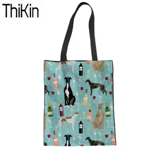 THIKIN складные сумки для покупок, женские милые сумки через плечо с принтом борзой, сумки для женщин, Многоразовые Эко сумки для девочек, сумки для книг, Bolsa
