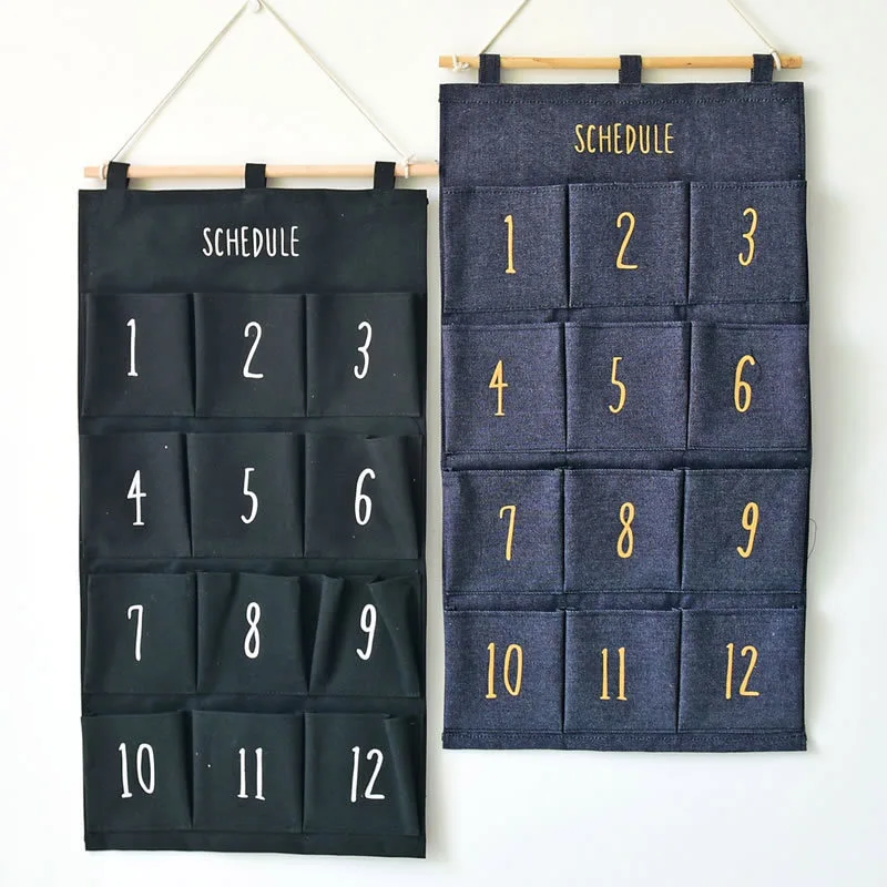 

12 Pockets Creative Wall Door Closet Hanging Storage Bag Clothes Organizer Over Door for Bedroom Bathroom Cabinet Month storage