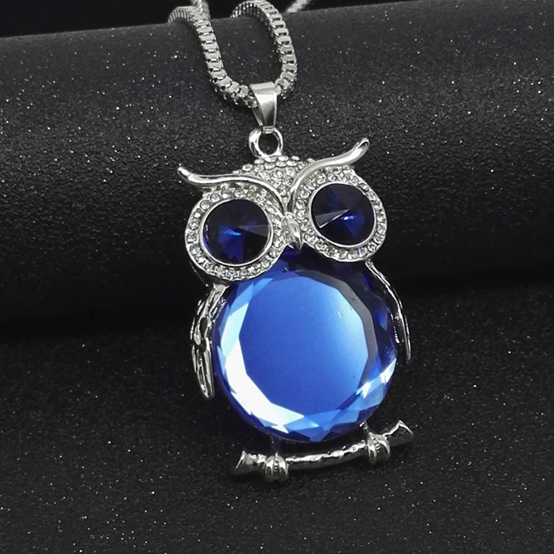 

1 pcs Women Sweater Chain Necklaces Korean Fashion Jewelry Rhinestones Crystal Owl Design Long Pendant Necklaces For Women Gift