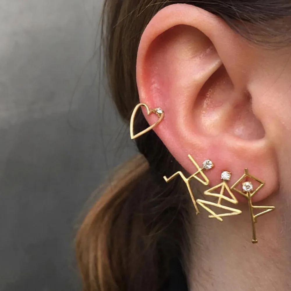 4 PCS Silver Color Punk Earrings Set Men Women Pattern Ancient Stud Earring for Statement Bohemian Jewelry Wholesale | Украшения и