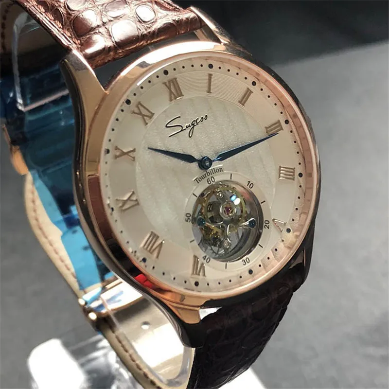 Лидирующий бренд, мужские часы tourbillon, роскошные, из натуральной крокодиловой кожи, 50 м, водонепроницаемые, повседневные, мужские, механические наручные часы, деловые