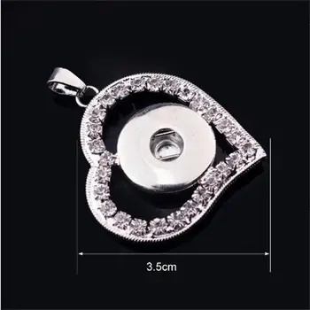 

20pcs/lot Top sale Free ePacket shipping OEM,ODM necklace pendant press snap button charm, crystal rhinestone heart pendant