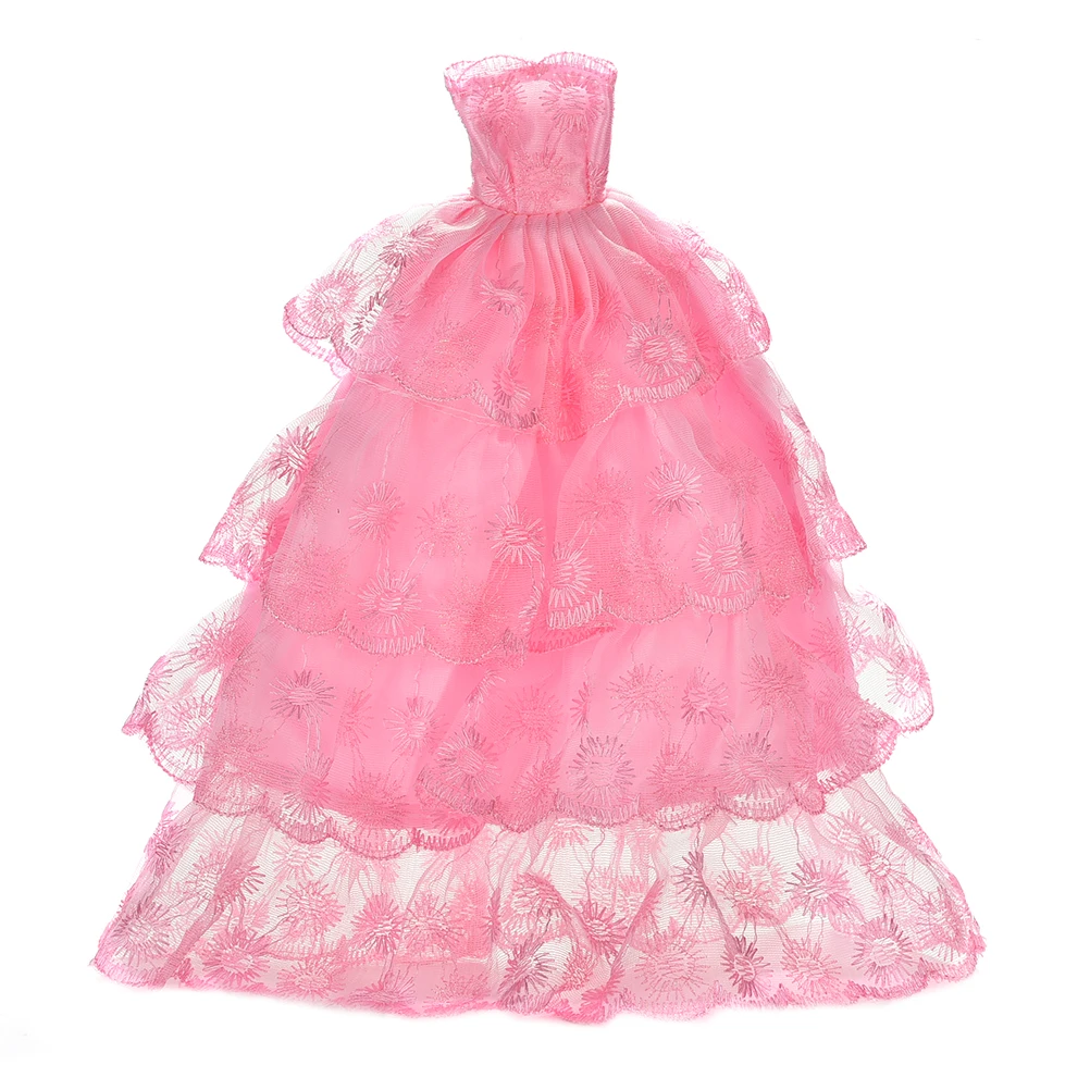 New 1Pcs Pink Color Fashion Handmake Wedding Gown Dress Clothing For Barbie Doll Princess Outfit