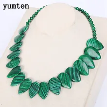 Yumten Malachite Necklace Women Men Natural Stone Leaf Pendant Jewelry Bag Power Gemstone Statement Sobretudo Feminino Naszyjnik