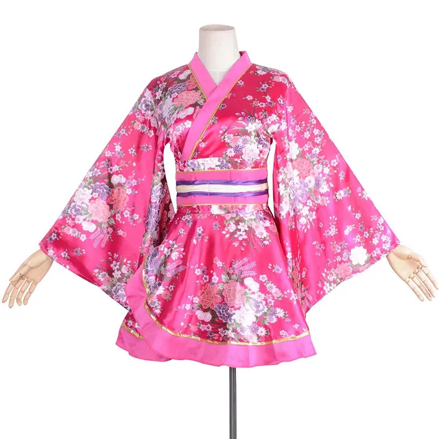 Women's Luxury Short Kimono Cosplay Costume Sweet Japanese Floral ...