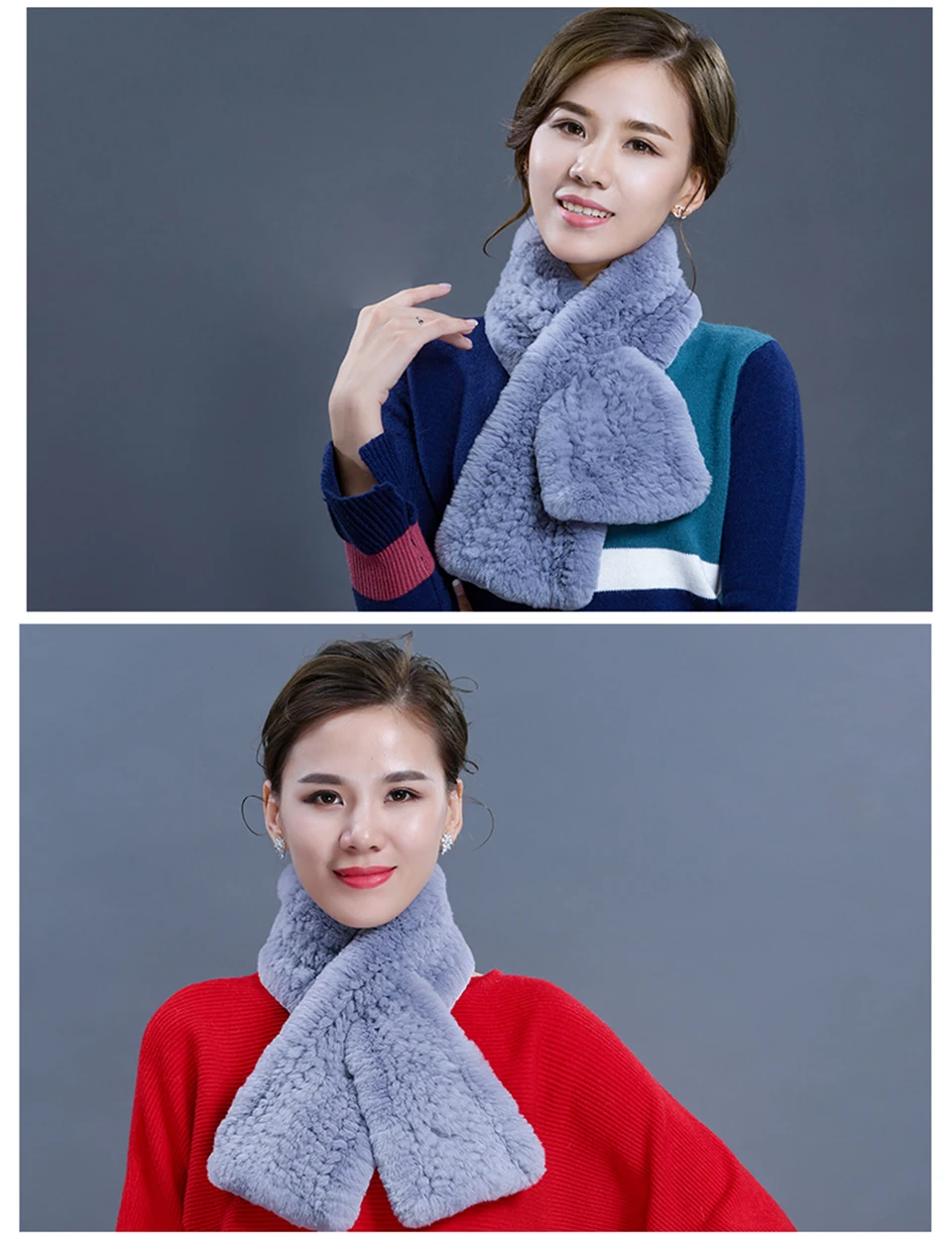 100% Real Rabbit Fur Scarf Lady Luxury Natural Fur Scarf 2018 Brand New High Quality Winter Scarves For Women  (15)