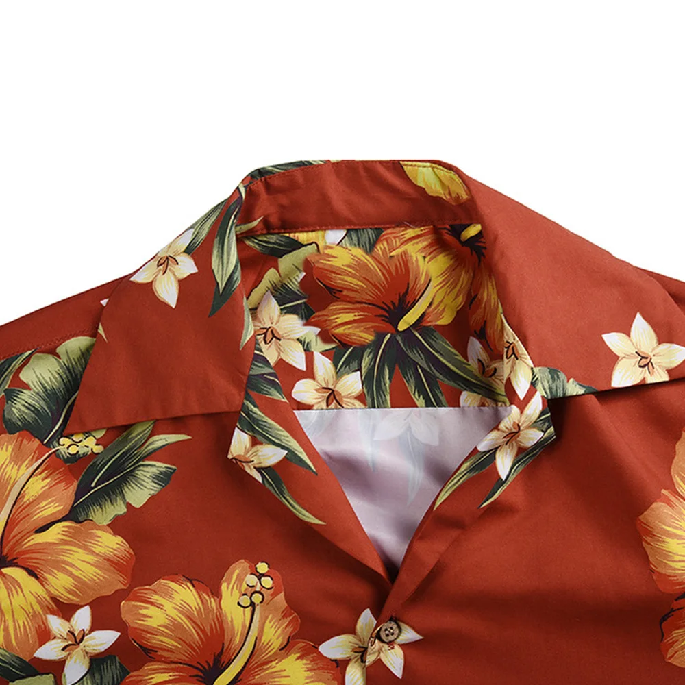 Гавайский Пляжные рубашки мужские Повседневное хип-хоп Уличная 2019 Лето Гавайи цветочный, отпечатанный, винтажный хип-хоп футболки топы с