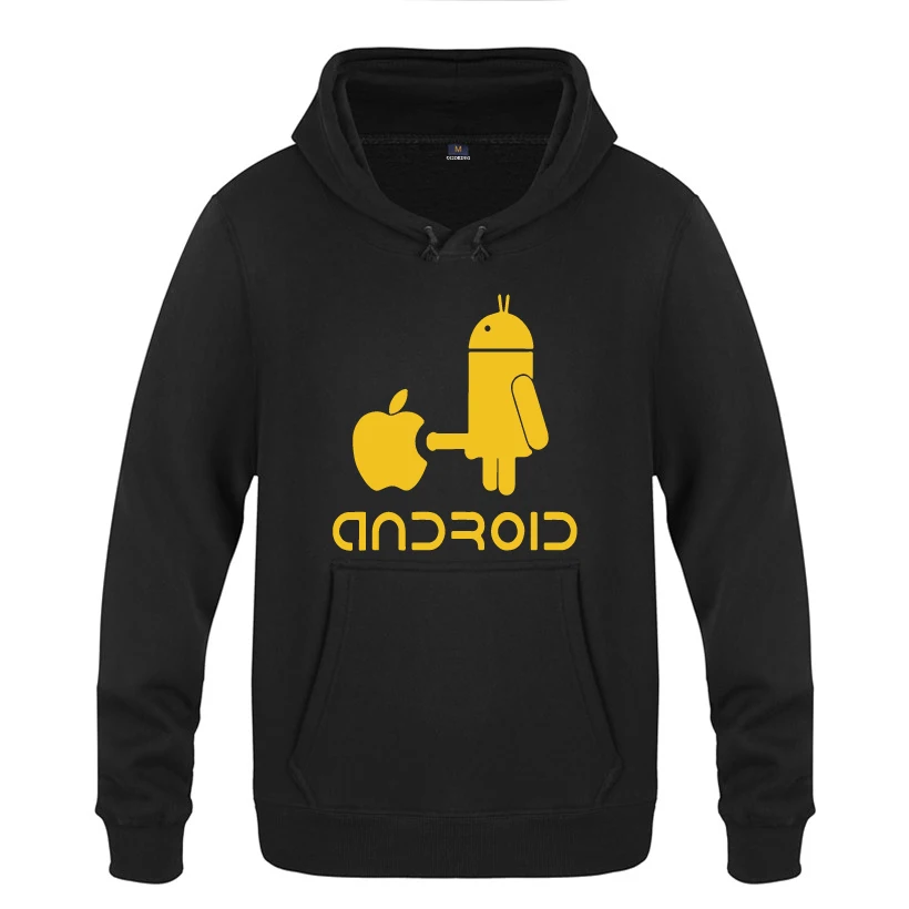 cheap Android Creative Novelty Hoodies Men 2018 Men #039;s Pullover Fleece Hooded Sweatshirts
