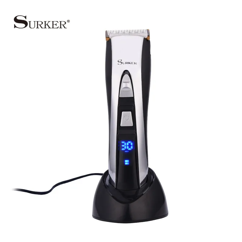 

Rechargeable Electric Hair Clipper Titanium Ceramic Blade Hair Trimmer LED Display Barber Salon Hair Cutting Machine Cordless