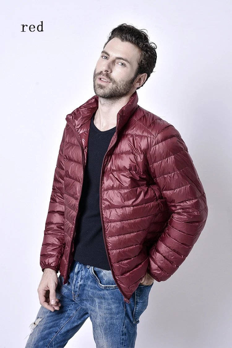 Autumn Ultralight Thin Down Coat Male Goose Feather Large Size Casual Short Jacket Men Standing Collar Down Jacket Wholesale