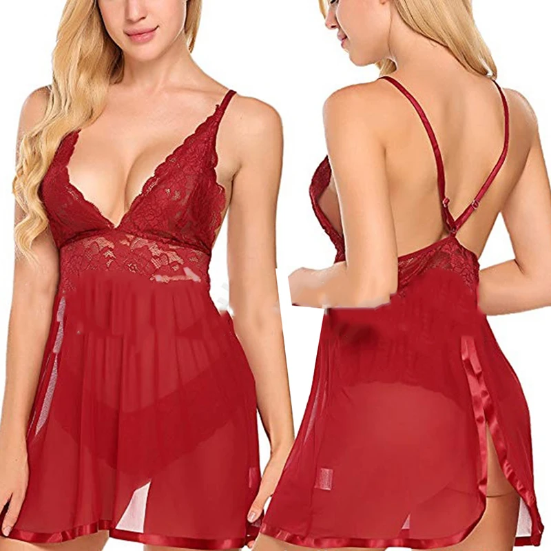 Mode Sommer Nachtwäsche Frauen Sexy Dessous Spitze Mesh Garn Perspektive Damen Nachtwäsche Backless Frauen Sexy Nachtwäsche
