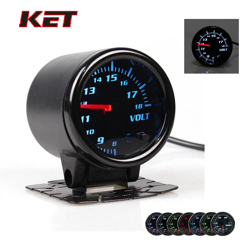 Universal 12v 2" 52mm Car Auto 7 Colors Volt Gauge Voltmeter Led With