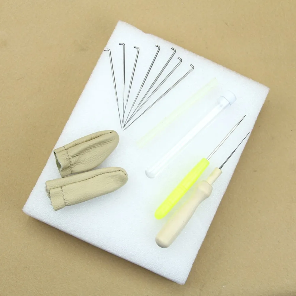 

2017 6pcs/1set Fibre Needle Felting Starter Kit Wool Felt Tools Mat + Needle +Awl+ finger stall+Accessories Craft Free shipping!