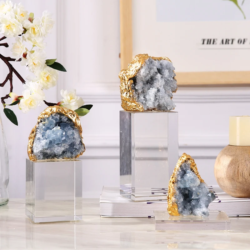 

European modern natural crystal kyanite decorative model room villa decoration living room wine cabinet designer works