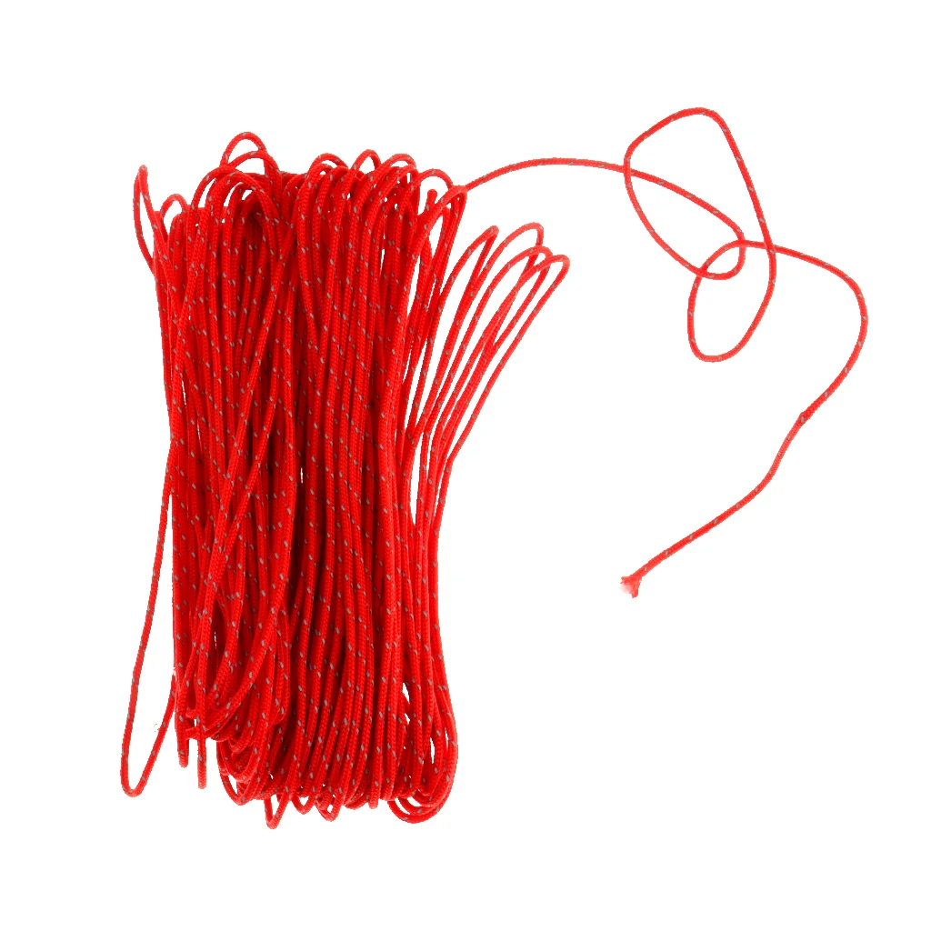 MagiDeal 20M 1.8MM Camping Tent Awning Reflective Guyline Rope Runners Cord - Red Parachute Rope 