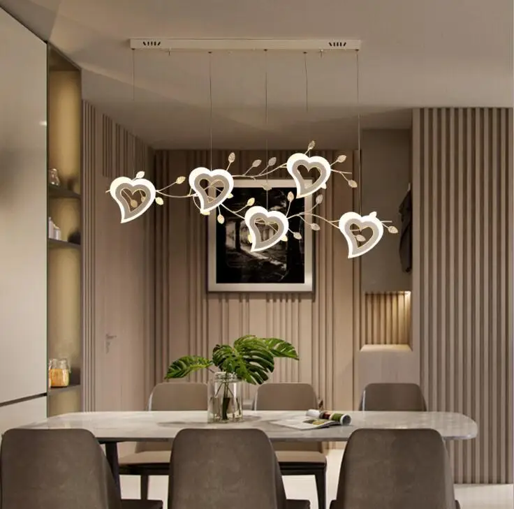 

Restaurant chandelier led creative post modern minimalist Nordic American chandeliers heart-shaped hanging lamp fixture lighting