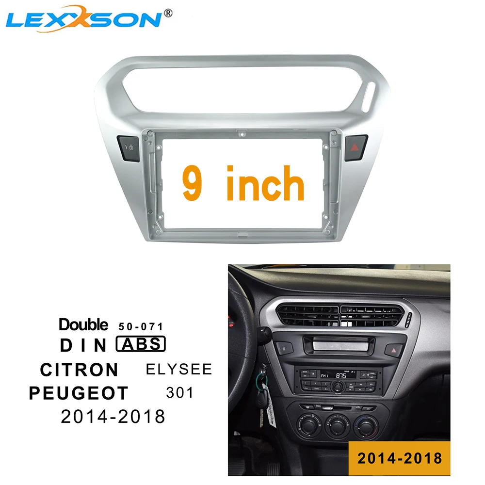 

9 inch 2din car radio Fascia For PEUGEOT 301 CITRON ELYSEE 2014-2018 Double Din dvd frame Install Panel Dash Mount Installation
