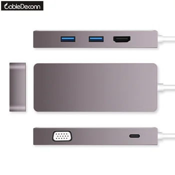 

USB C HUB type c to hdmi vga multi usb3.0 adapter dock Thunderbolt 3 type c charging for MacBook Pro Samsung Galaxy S9 USB C HUB