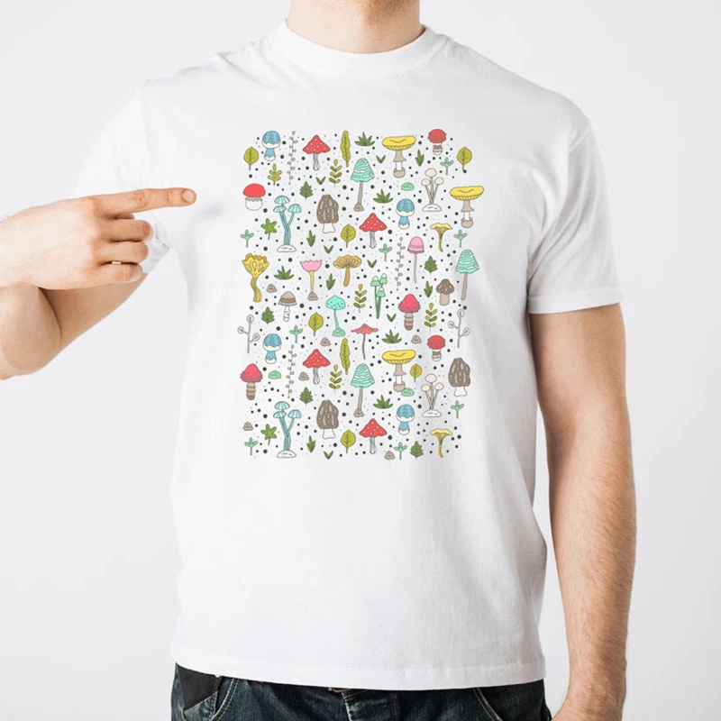 

2019 Summer New Fashion mushrooms Printed T Shirts Men Short Sleeve O-Neck T-Shirt