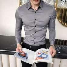 Новая стильная брендовая одежда модная мужская Осенняя рубашка из чистого хлопка с длинными рукавами/мужская Тонкая рубашка с отворотом, Повседневная деловая рубашка