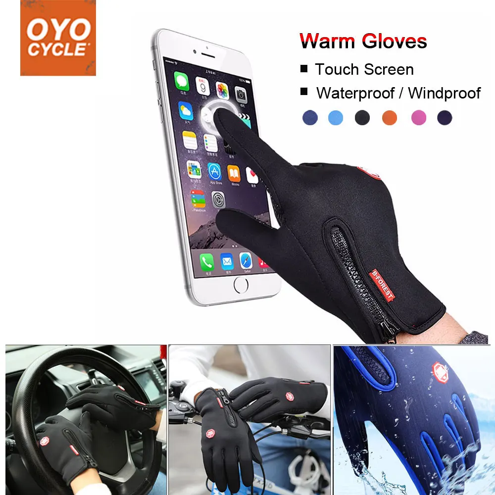 الرجال النساء الشتاء في الهواء الطلق الرياضة المضادة للانزلاق يندبروف الدافئة قفازات شاشة لمس دراجة نارية ركوب الدراجة الدراجات التزلج سست...