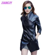 Куртка из овечьей кожи женская осень-зима пальто модные тонкие из искусственной кожи Куртка-штормовка для девочек Большие Размеры Топ Для женщин IOQRCJV H333