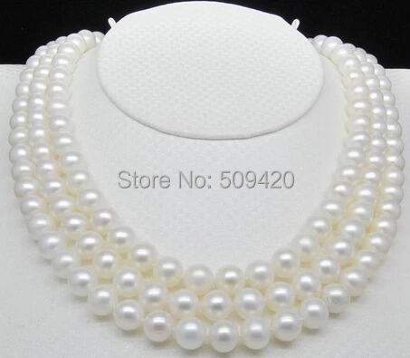 

Free Shipping >>Natural 8-9mm AAA white pearl necklaces 17-18-19