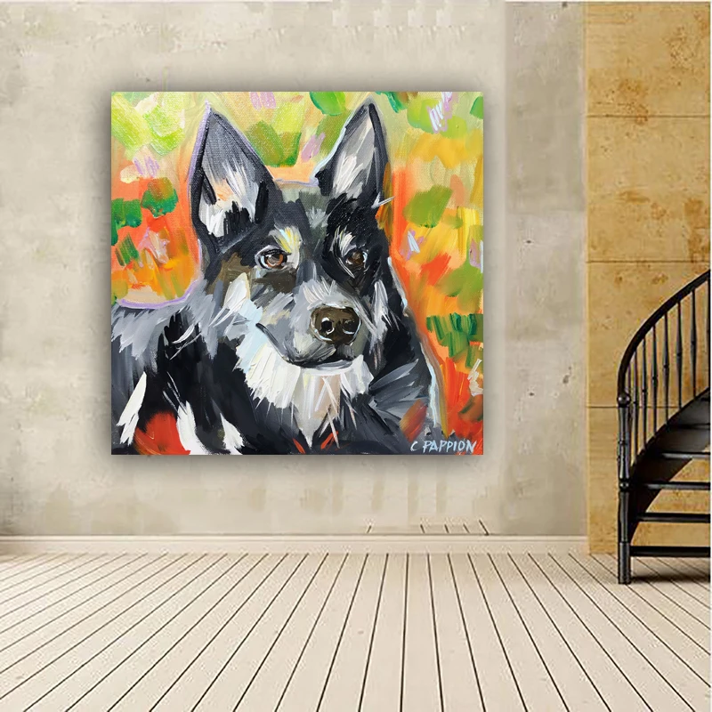 

RELIABLI ART Black Dog Graffiti Animal Painting Decorative Paintings Wall Art Print Posters Home Decor For Bedroom Living Room