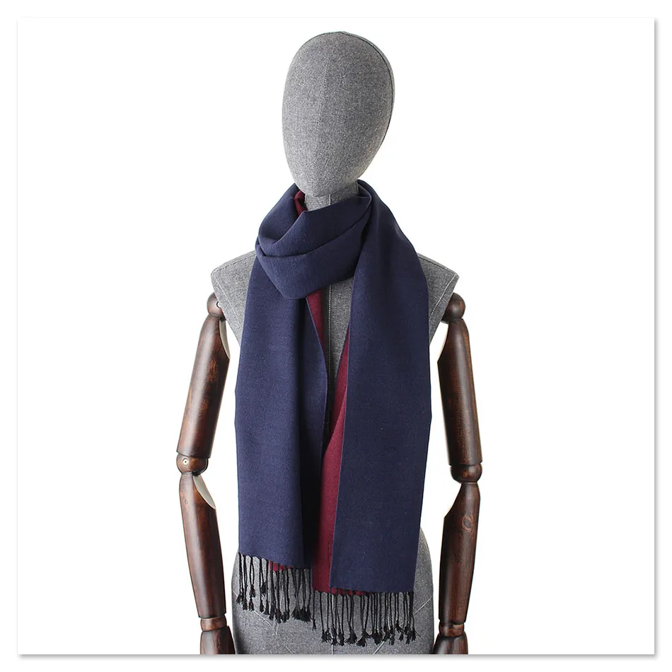 Сплошной цвет шелк тутового шелкопряда шарфы для женщин и мужчин Зимний толстый теплый кашемировый шарф с кисточкой роскошный бренд шаль двухсторонняя