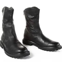 Модная зимняя мужская обувь с пряжкой; черные кожаные ботильоны; высокие военные ботинки на плоской подошве; мужские ботинки челси; botas hombre