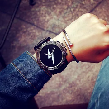 

Big dial PU Leather Quartz Watch Women Dress Watches Men Casual Watch Lightning pattern Unisex Clock Relogio Masculino