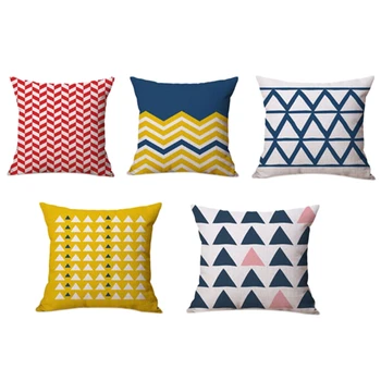 

5Pcs Cushion Cover Geometric Pillow Case Kids Room Decorative Throw Pillow Cover for Sofa Bedroom 45x45Cm