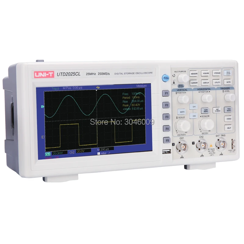 UNI-T UTD2025CL двухканальный цифровой осциллограф 25 МГц полоса пропускания 250 мс/с частота дискретизации