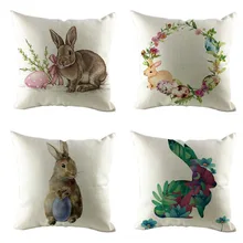 4 Psc fundas de almohada Vintage Festival Pascua sofá cama decoración del hogar conejo funda de almohada cremallera oculta cierre funda de cojín 10Mar1