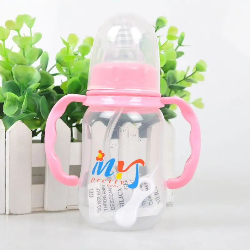 Baby Standard Caliber Glass Bottle Care Feeding Feeder 150ML Handle