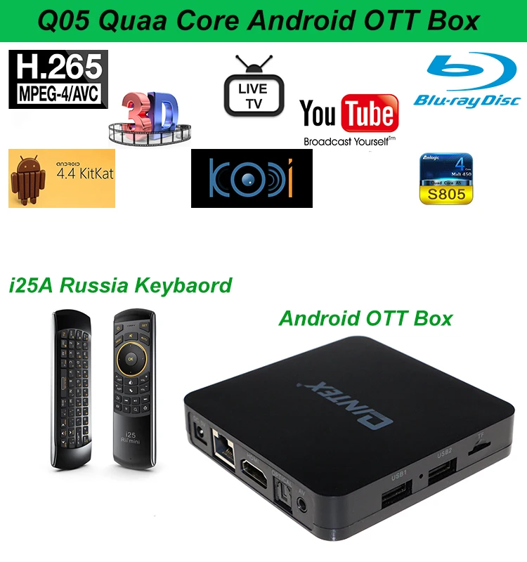 

Amlogic S805 Quad Core KitKat Google Android 4.4 TV Box Higher Quality OTT TV Box Indian Channels Free To Air Android TV Box