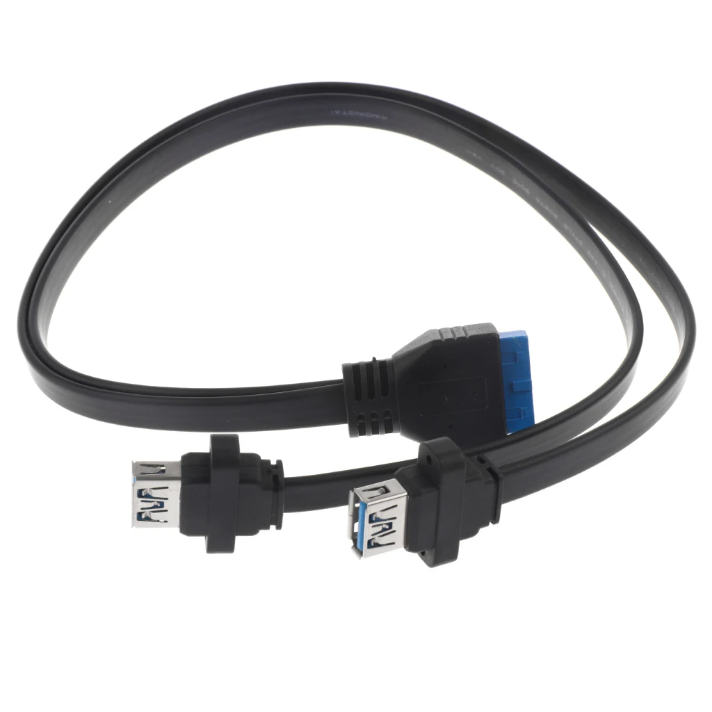 USB 3.0 20-Pin Motherboard to 2 Type-A Female Connectors Adapter Y-Cable