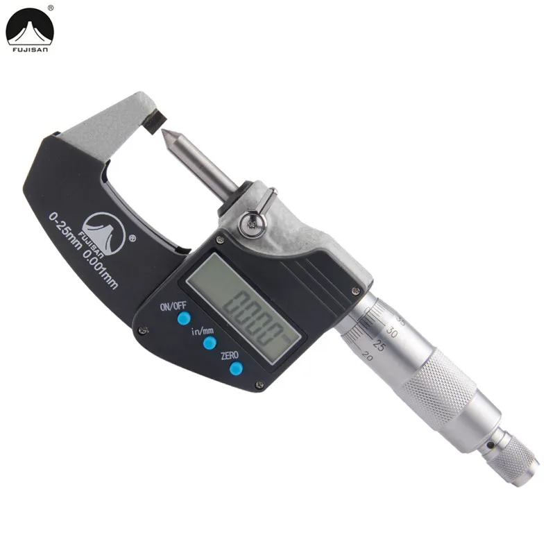 FUJISAN Single Point Digital Micrometer 0 25mm/0.001 Probe 60 degree inch/mm Blade Tip Brobe