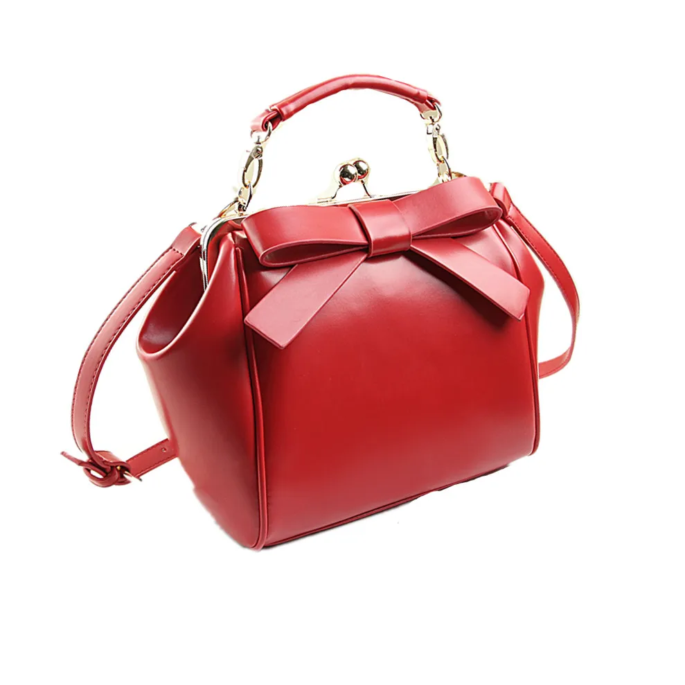 Женская сумка на плечо с бантом, сумка из искусственной кожи красного цвета, сумка через плечо для женщин, брендовые модные сумки на плечо