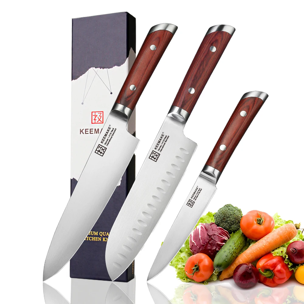 SUNNECKO Santoku Утилита шеф повара нож немецкий 1 4116 стали лезвие кухонные ножи набор