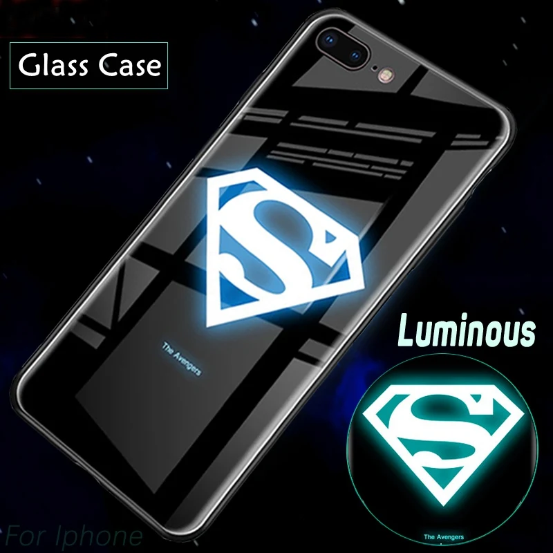 

For iPhone 8 Plus X 10 Case iphone XR Cover Luminous Marvel Glasses Case Coque For iPhone XS Max XR iPhone 6 6s 7 Plus Cases