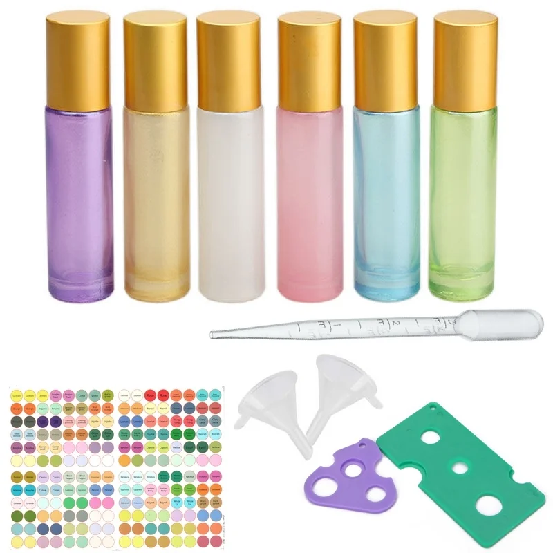 

6Pcs High Quality 10ML Thick Glass Roll On Bottle Empty Perfume Essential Oil Vials with Stainless Steel Roller Ball
