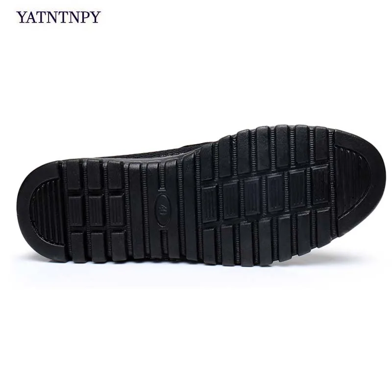 YATNTNPY Summer Mesh Shoes Men Slip-on Flat Sapatos Black lHollow out Comfortable Father Shoes Man Casual Moccasins espadrilles
