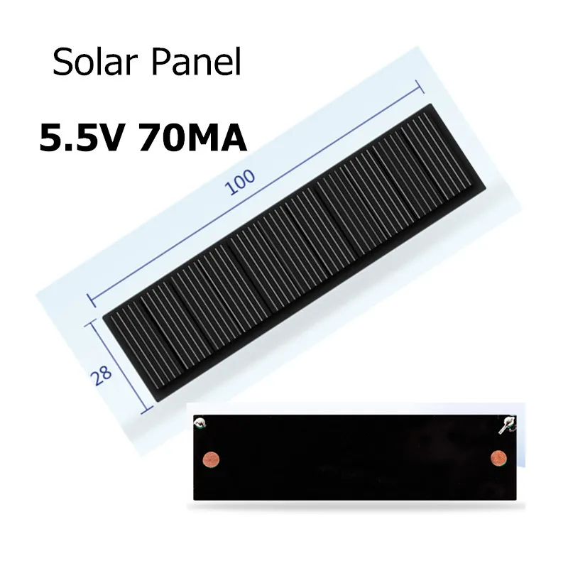 

Mono Solar Panel 5V 70MA for DIY Toy/Solar Lawn Light Sensor Lights/ Solar Flashlight 5.5V