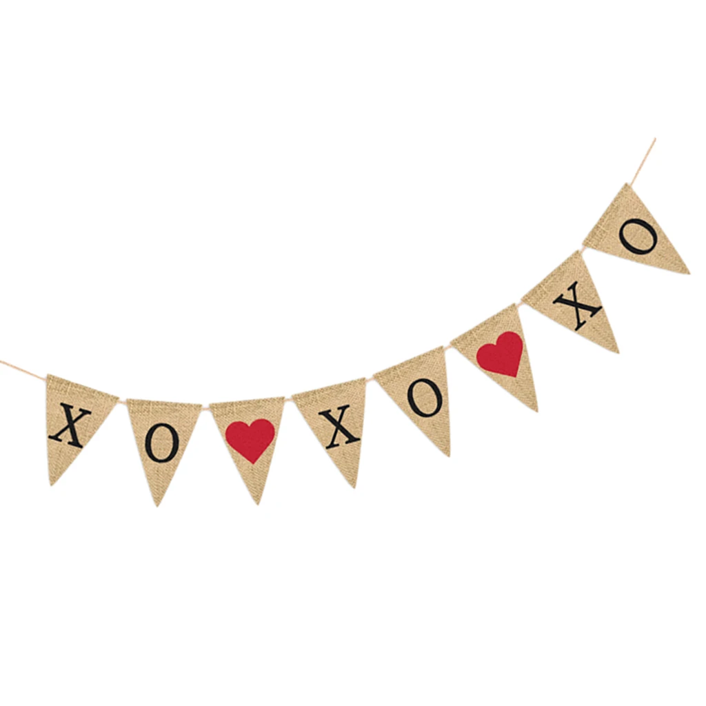 

XO XO Hessian Pennant Bunting Hanging Garland Wedding Valentine'S Day Decoration